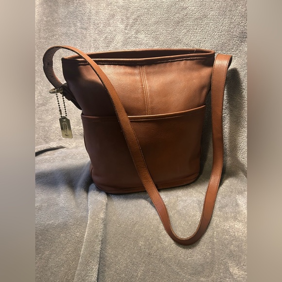 Vintage 90s Coach Bleecker Cognac Bucket Bag - Picture 1 of 10